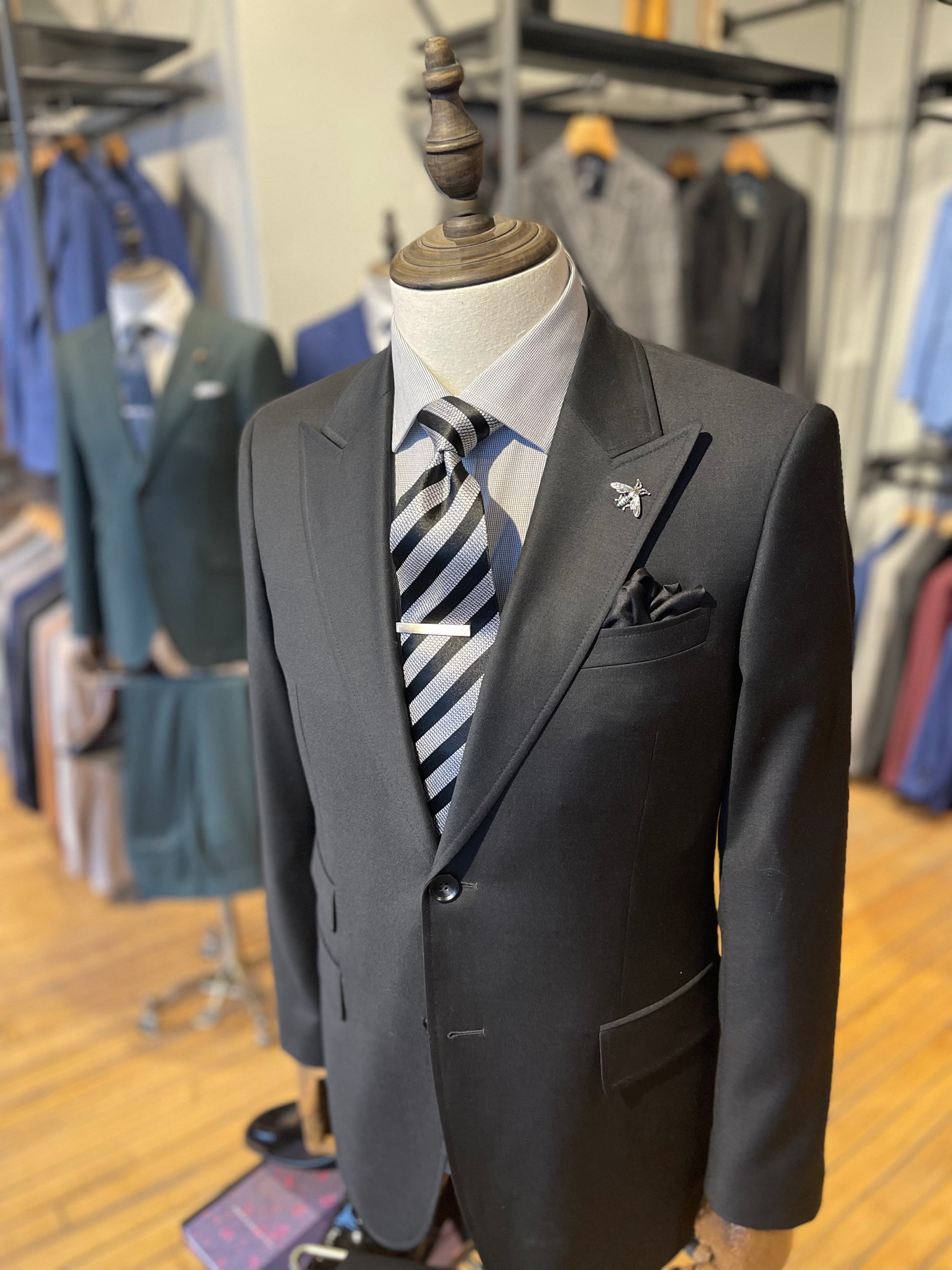Two Button Black Suit  Tailored fit black suit – Tailored Detroit