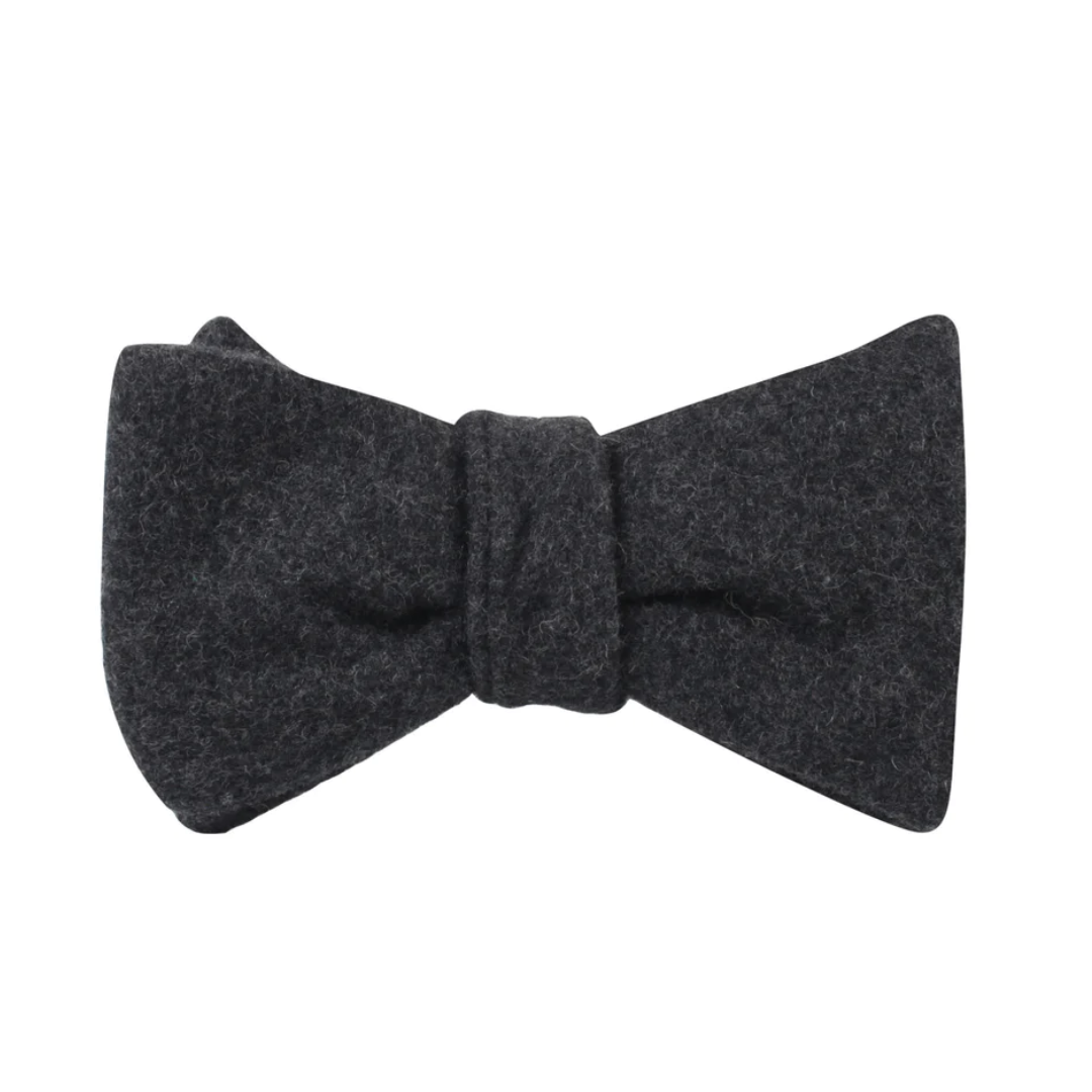 Charcoal Wool Bow Tie - untied