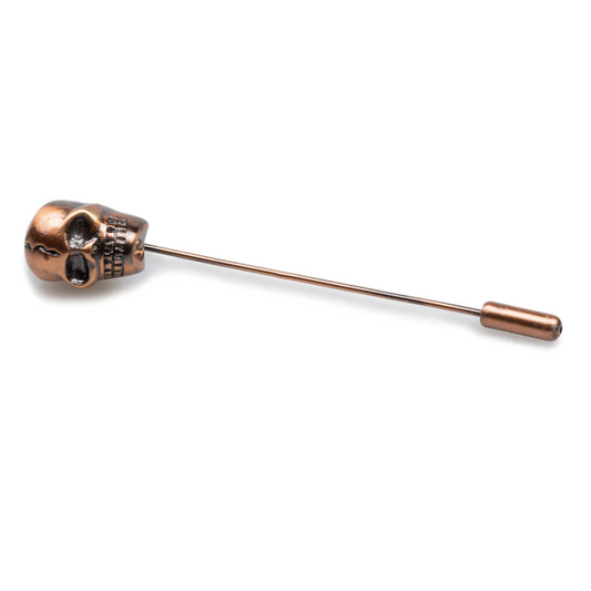Antique Copper Skull Lapel Pin